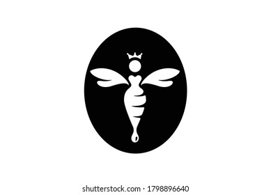 Abstract Bee queen with crown on head