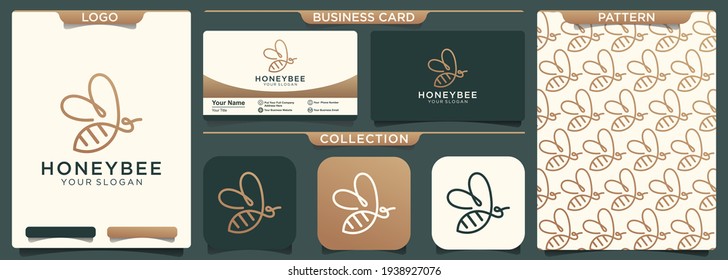 abstract bee single line logo design