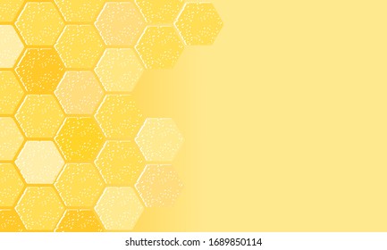 Abstract Beehive With Hexagon Grid Cell On Yellow Background Vector Illustration.