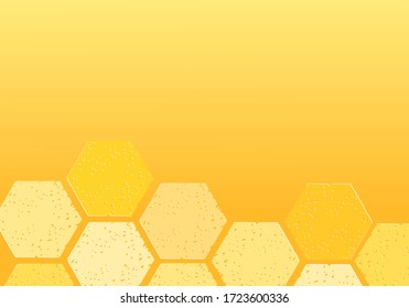 Abstract beehive with hexagon grid cells on yellow background vector illustration.