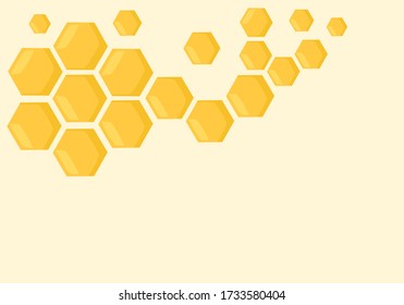 Abstract beehive with hexagon grid cells on yellow background vector illustration.