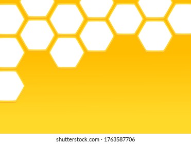 Abstract beehive with hexagon grid cells on yellow background vector illustration.