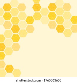 Abstract Beehive With Hexagon Grid Cells On Yellow Background Vector.