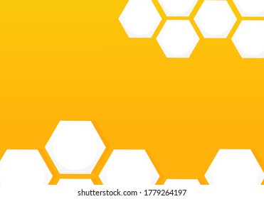 Abstract beehive with hexagon grid cells on yellow background vector.