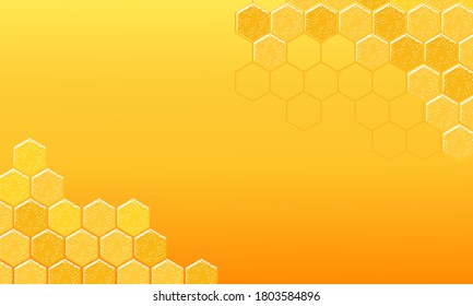 Abstract Beehive With Hexagon Grid Cells On Yellow Background Vector Illustration.