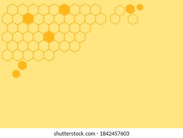 Resumen de la colmena con celdas de cuadrícula hexagonales en la ilustración del vector de fondo amarillo. Diseño plano.