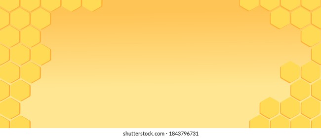Abstract beehive with hexagon grid cells on yellow blur background vector illustration.