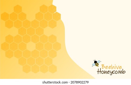 Abstract beehive honey with hexagon grid cells on yellow background vector illustration.