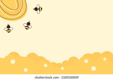 Abstract beehive honeycomb background with bee cartoons on yellow background vector illustration.