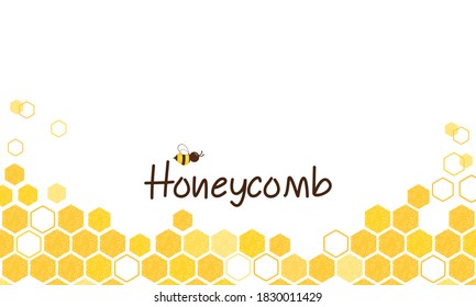 Abstract beehive honeycomb with hexagon grid cells and hand writing on white background vector illustration. 