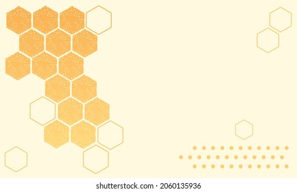 Resumen del peine de abeja con células de rejilla hexagonal en la ilustración del vector de fondo amarillo. 