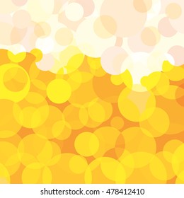 Abstract beer background. Orange and white circles, air bubbles. Oktoberfest wallpaper, vector design 