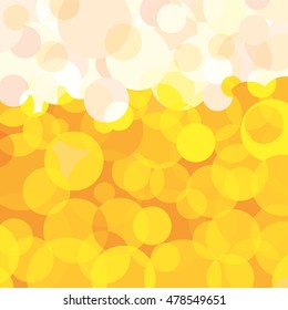 Abstract beer background. Orange and white circles, air bubbles. Oktoberfest wallpaper, vector design