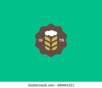Abstract beer cap shape. Pub modern symbol. Stylized mug of beer badge emblem. Brewery logotype. Beer vector logo design template. 