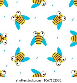 Abstract bees. Seamless pattern for fabric, background.