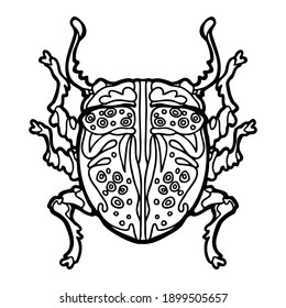 Resumen del dibujo de la línea de escarabajo.Colorante página Ilustración vectorial para colorear libros, imprimir, afiches.