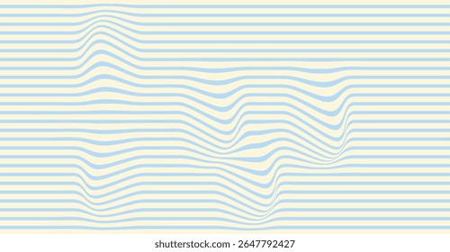 Abstract beige backdrop with light blue horizontal lines that curve and warp, creating an illusion of depth and movement for a stylish and modern design with a subtle yet captivating visual effect