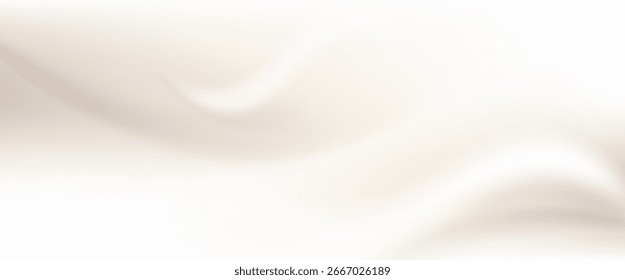 Abstractas fondo beige con textura cremosa y patrón de onda suave para un diseño mínimo. Textura de tela doblada de seda con colores de perlas para un fondo elegante. Horizontal cubierta. Vector de gradación pálido.