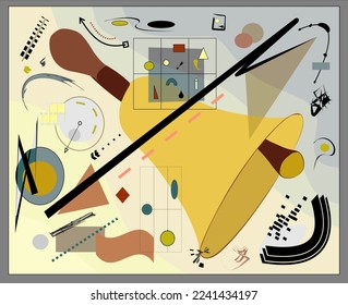 Abstract beige  background ,fancy bell , expressionism art style