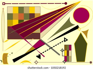 Abstract  beige  background ,fancy  geometric shapes , lines , circle