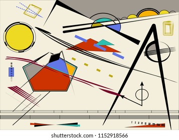 Fondo beige Abstractas, Formas geométricas de lujo, Estilo de arte expresionista