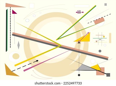 Arrière-plan abstrait beige, formes géométriques et courbes élégantes, style d'art expressionniste