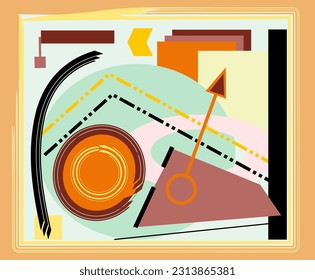 Arrière-plan abstrait beige, formes géométriques et courbes élégantes, style d'art expressionniste