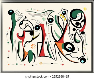 Abstract beige  background ,fancy  shapes , expressionism art style