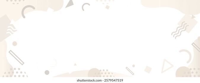 Abstract beige background with geometric shapes. Beige background features smooth texture and minimalistic design. Memphis pattern frame background. Beige background vector.