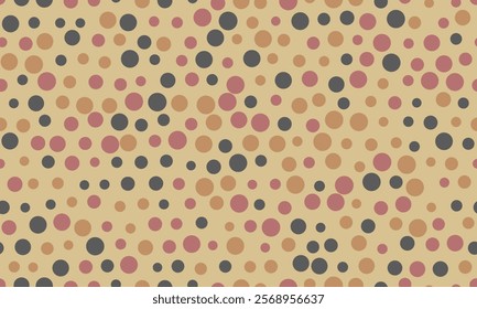 Abstract beige background with scattered circles in muted tones of pink, brown, and gray.  Ideal for website banners, packaging, or textile design.