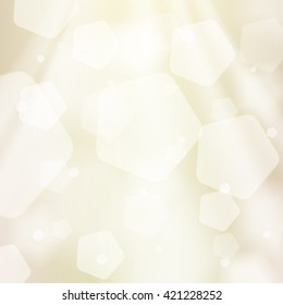 Abstract beige background. Sunlight, bokeh, shiny and sparkly backdrop. Graphic design element for web sites, brochures, flyers. Vector illustration.