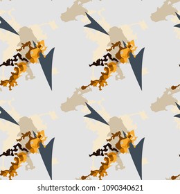 Abstract beige, blue and orange background as UFO camouflage. Seamless repeat light pattern usable as urban camo, wallpaper, backdrop or for print for textile or wrapping paper