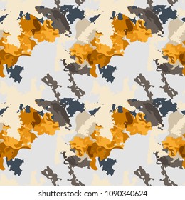 Abstract beige, blue and orange background as UFO camouflage. Seamless repeat light pattern usable as urban camo, wallpaper, backdrop or for print for textile or wrapping paper