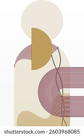 Abstract beige boho nature wall art decor illustration background. Boho wall art background poster