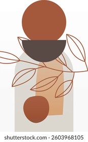 Abstract beige boho nature wall art decor illustration background. Boho wall art background poster