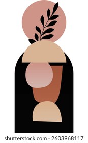 Abstract beige boho nature wall art decor illustration background. Boho wall art background poster