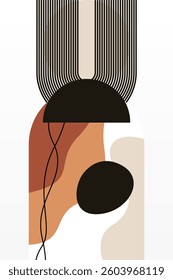 Abstract beige boho nature wall art decor illustration background. Boho wall art background poster
