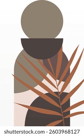 Abstract beige boho nature wall art decor illustration background. Boho wall art background poster