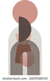 Abstract beige boho nature wall art decor illustration background. Boho wall art background poster