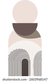 Abstract beige boho nature wall art decor illustration background. Boho wall art background poster
