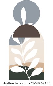 Abstract beige boho nature wall art decor illustration background. Boho wall art background poster