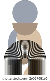 Abstract beige boho nature wall art decor illustration background. Boho wall art background poster