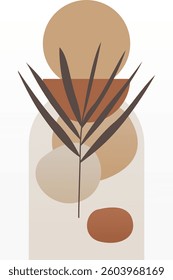 Abstract beige boho nature wall art decor illustration background. Boho wall art background poster