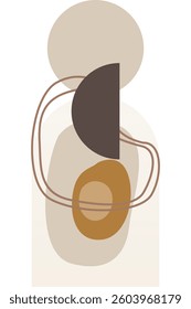 Abstract beige boho nature wall art decor illustration background. Boho wall art background poster
