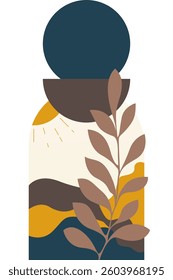 Abstract beige boho nature wall art decor illustration background. Boho wall art background poster