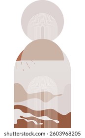 Abstract beige boho nature wall art decor illustration background. Boho wall art background poster