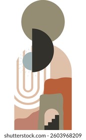 Abstract beige boho nature wall art decor illustration background. Boho wall art background poster