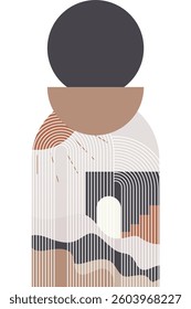 Abstract beige boho nature wall art decor illustration background. Boho wall art background poster