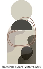 Abstract beige boho nature wall art decor illustration background. Boho wall art background poster