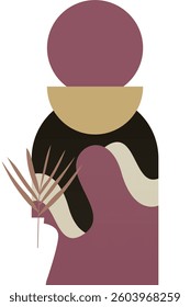 Abstract beige boho nature wall art decor illustration background. Boho wall art background poster